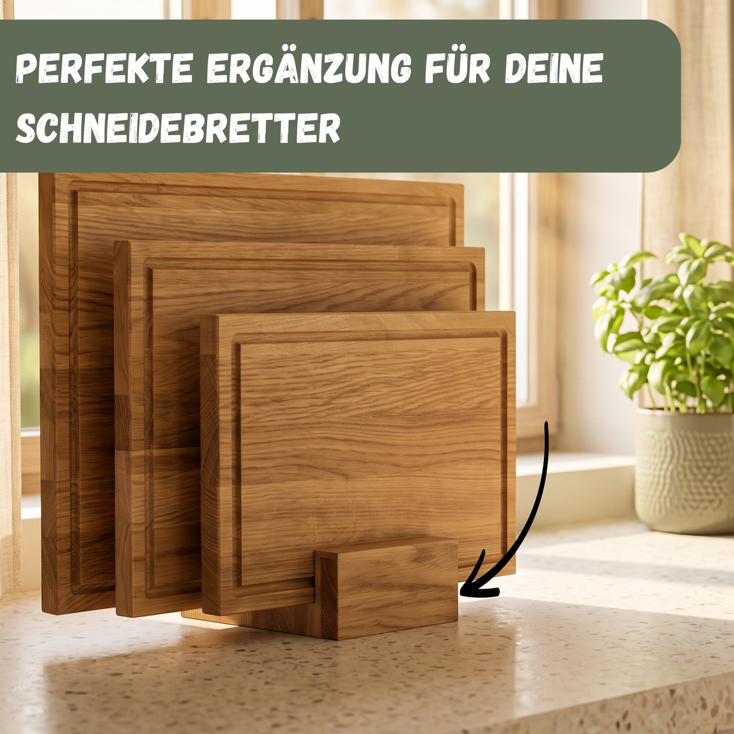 Eichenständer für Schneidebretter, massiv, 115 x 146 x 60 mm