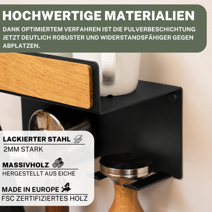 Premium Barista Board Wandmontage  – Siebträger & Tamper Halter für perfekte Kaffee‑Organisation