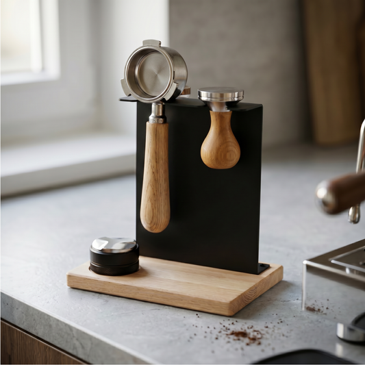Premium Barista Board stehend  – Siebträger & Tamper Halter für perfekte Kaffee‑Organisation