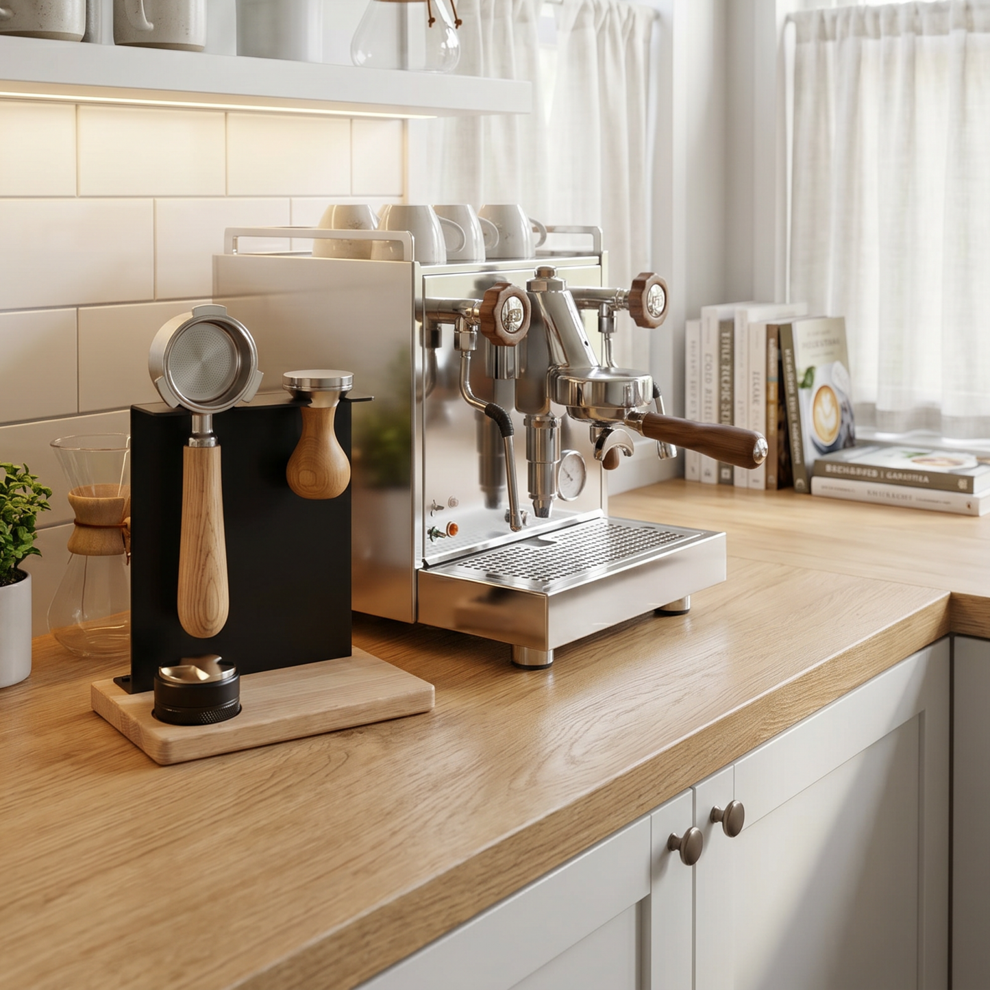 Premium Barista Board stehend  – Siebträger & Tamper Halter für perfekte Kaffee‑Organisation