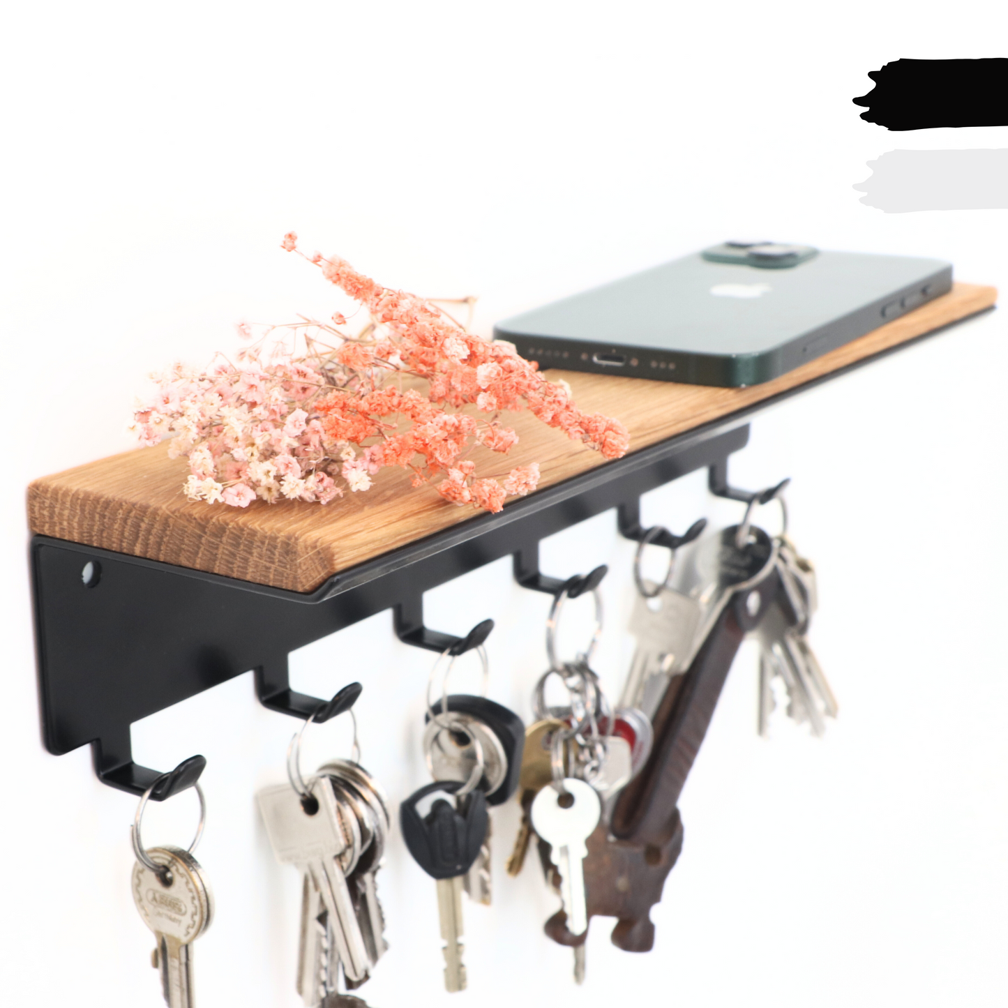 Schlüsselbrett mit 6 Haken aus Holz