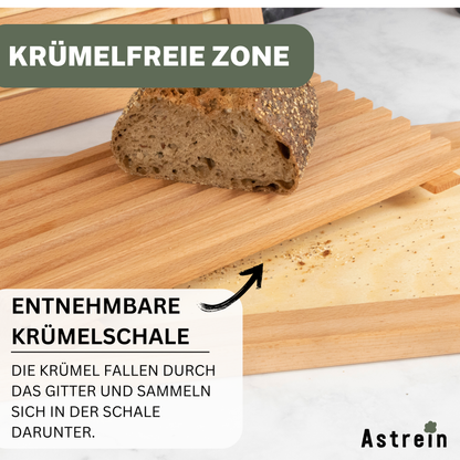 Brotschneidebrett mit Krümelrost aus massivem BUCHENHOLZ