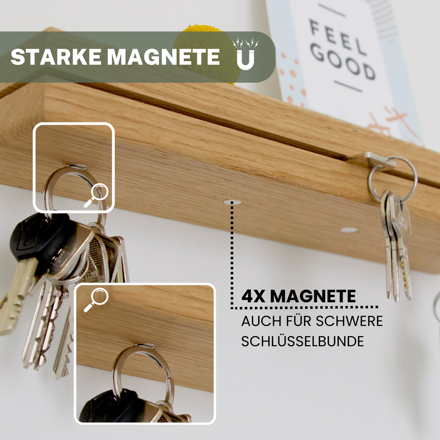 Magnetisches Schlüsselbrett aus Holz