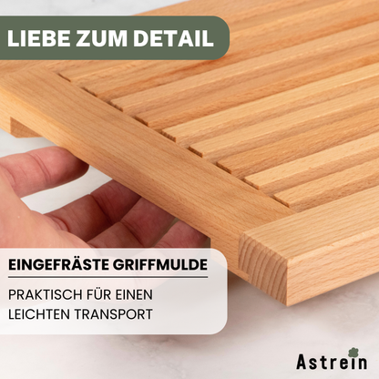 Brotschneidebrett mit Krümelrost aus massivem BUCHENHOLZ