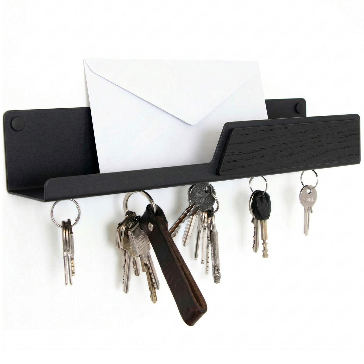 Magnetisches Schlüsselbrett mit Ablage aus Holz