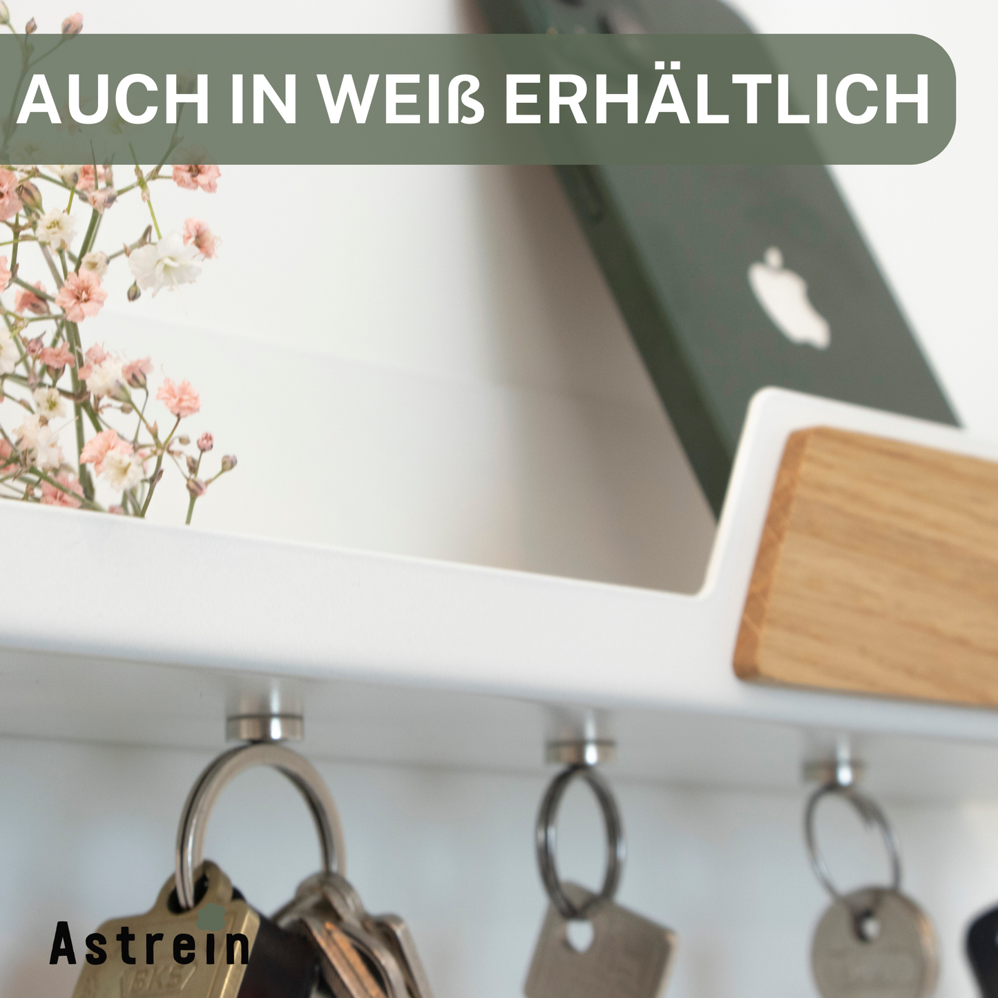 Magnetisches Schlüsselbrett mit Ablage aus Holz