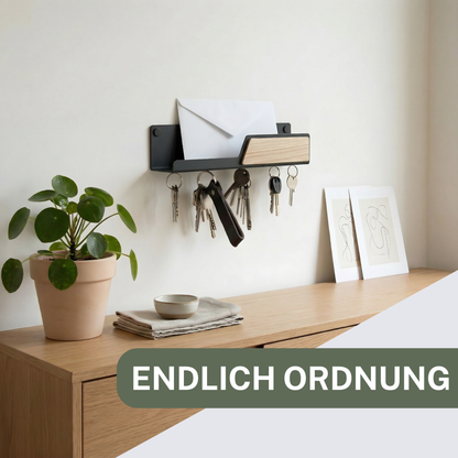 Magnetisches Schlüsselbrett mit Ablage aus Holz