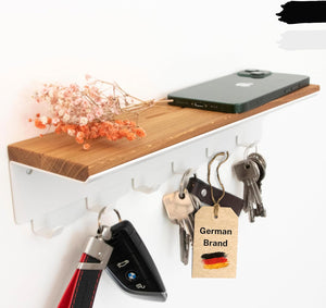 Schlüsselbrett mit 6 Haken aus Holz