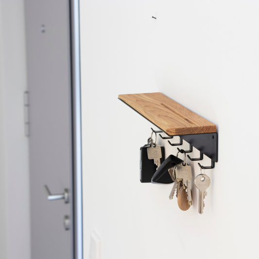 Schlüsselbrett mit 6 Haken aus Holz