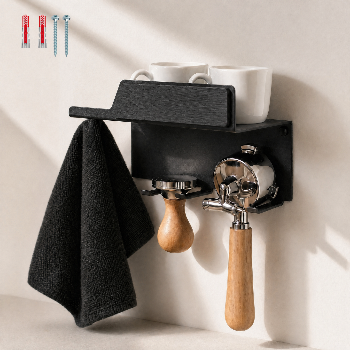 Premium Barista Board Wandmontage  – Siebträger & Tamper Halter für perfekte Kaffee‑Organisation