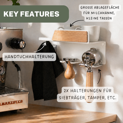 Premium Barista Board Wandmontage  – Siebträger & Tamper Halter für perfekte Kaffee‑Organisation