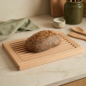 Brotschneidebrett mit Krümelrost aus massivem BUCHENHOLZ