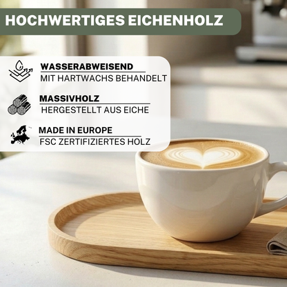 2er Set Barista Tablett aus Eichenholz